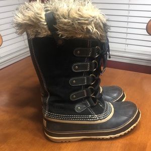 Sorel Tall black boots fur lining